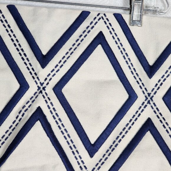 Geometric Diamond Pattern Blue and White Single Zip Throw Pillow Cover 19”x19” - Picture 6 of 16